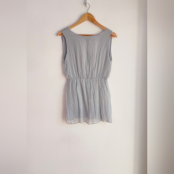 Carla Conti Grey Silk V Neck Sleeveless Top Size M - Picture 4 of 7